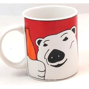Vintage Coca Cola 1996 Gibson Coffee Mug Polar Bear Holiday Christmas Tree